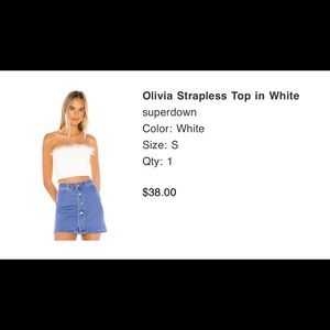 Superdown white feather crop top